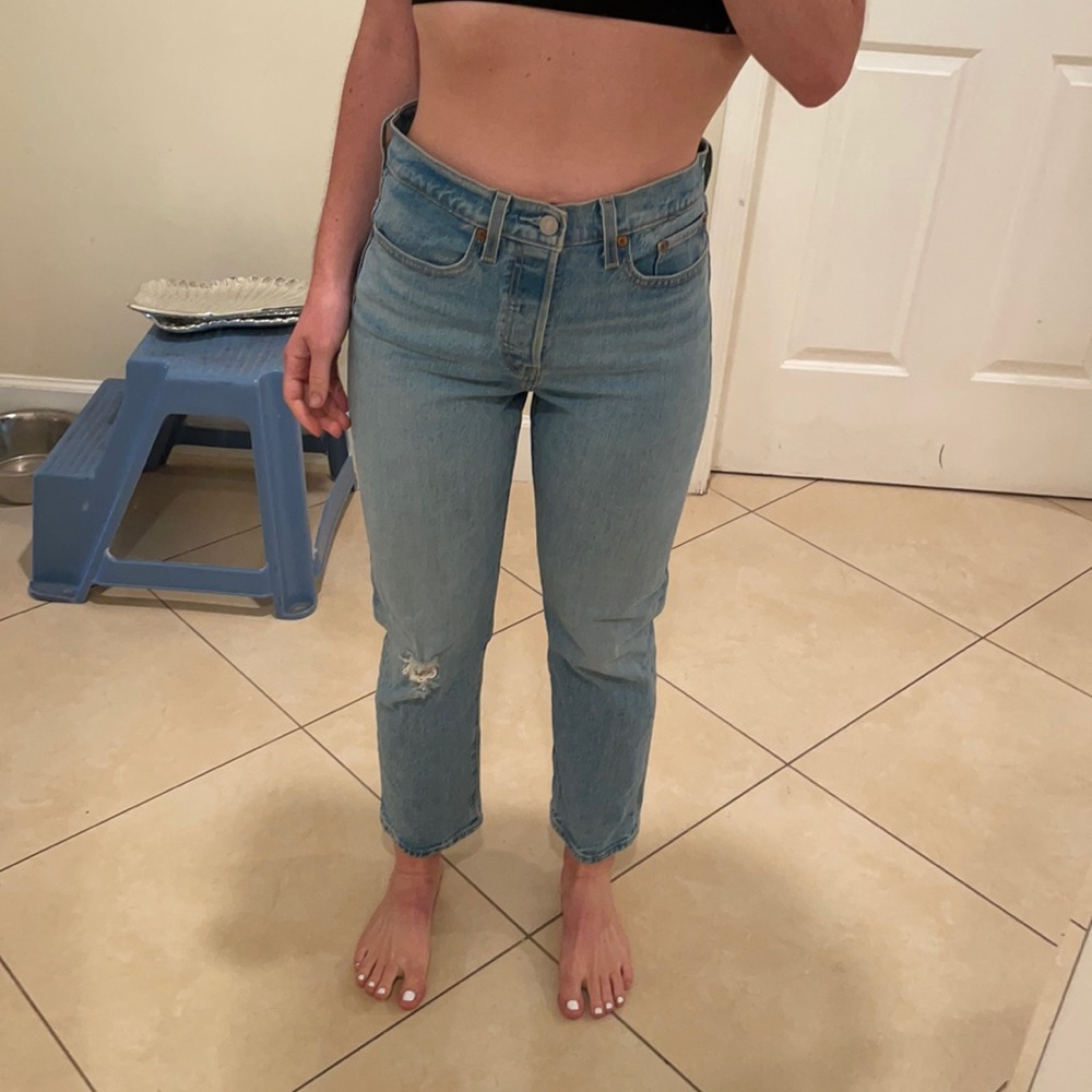 Levis 501 wedgie tango blue worn once